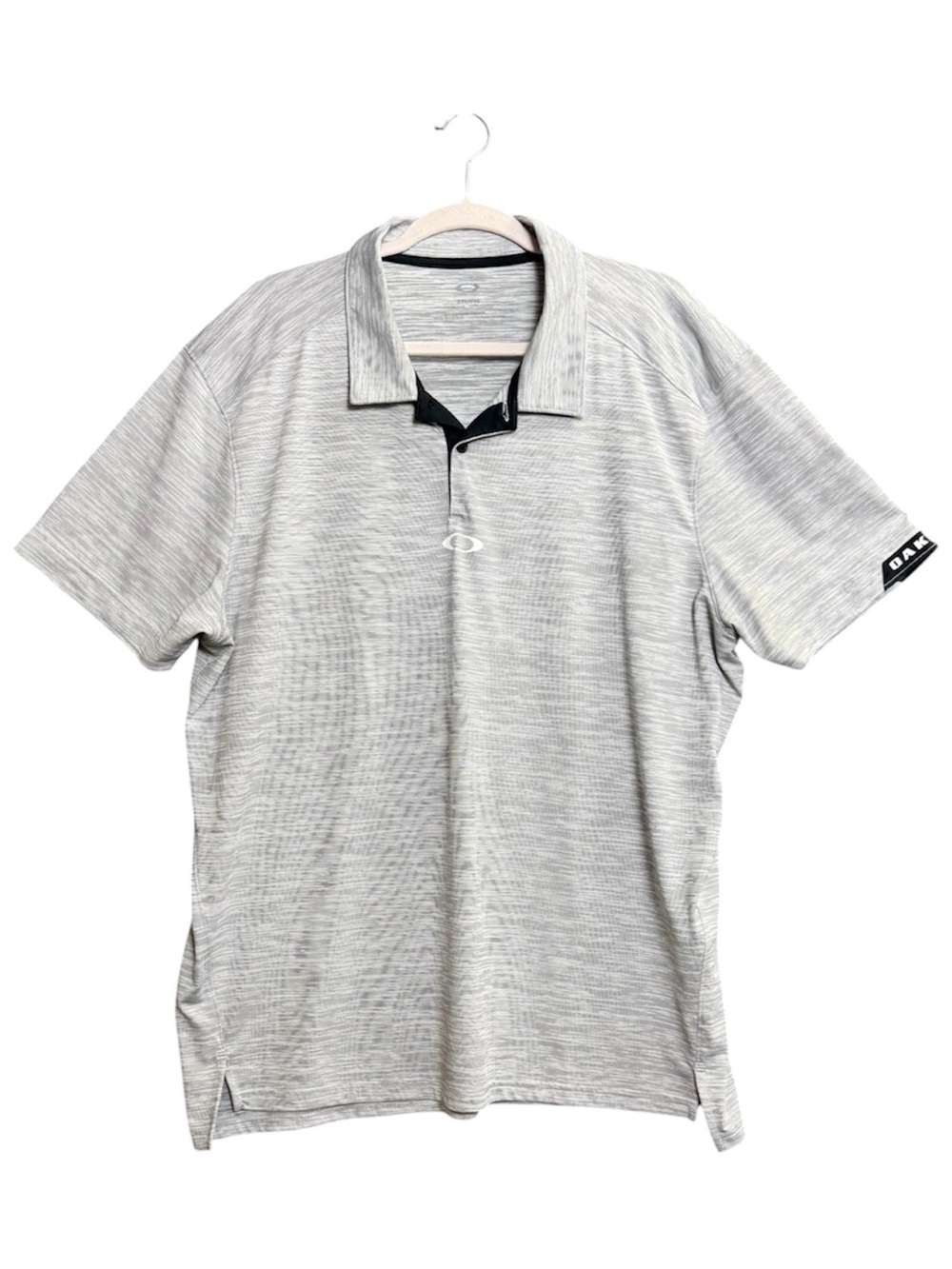 Oakley Shirt Mens XXL Gray Black Tailored Fit Graphic Golf Polo Striped Active
